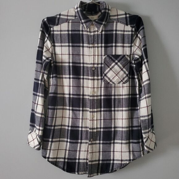 Aritzia Tna Cream/Black Combo Soft Flannel Button-down Shirt Size XS - Picture 1 of 5
